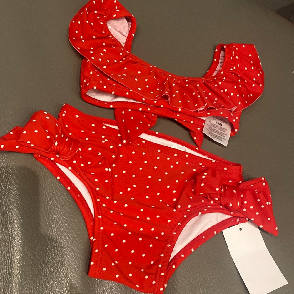 Jessica Simpson little red polka dot bikini